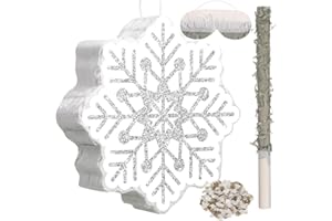 Harrycle Winter Piñatas Christmas Piñatas Wonderland Themed Piñatas with Blindfold Bat Confetti for Christmas Winter Theme Princess Birthday Party Supplies Decorations(Silver,Snowflake)
