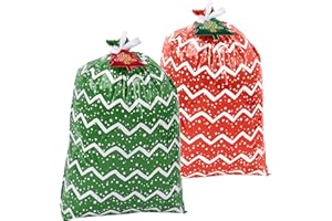 YALTOON Large Christmas Gift Bags, 2pcs 44"x 36" Jumbo Extra Large Gift Bag, XL Christmas Bags for Wrapping Oversized Giant Huge Gifts, Xmas Santa Big Holiday Gift Bags, Large Plastic Gift Bags for Presents