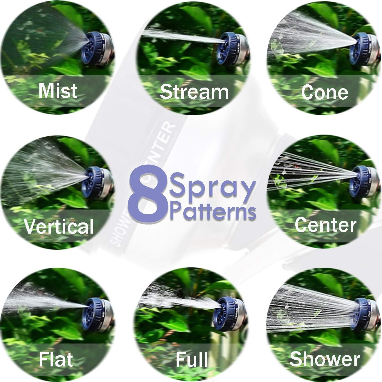 Garden Hose Nozzle Heavy Duty Water Spray 8 Patterns High Pressure for Outdoor Watering Plants, Lawns, Car Washing & Pets Showering : Garden & Outdoor
