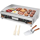 DULNICE 3000W Commercial Electric Griddle, 29" Large Flat Top Grill with Dual Thermostat Control, Stainless Steel Restaurant