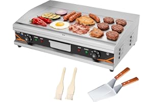 DULNICE 3000W Commercial Electric Griddle, 29" Large Flat Top Grill with Dual Thermostat Control, Stainless Steel Restaurant 