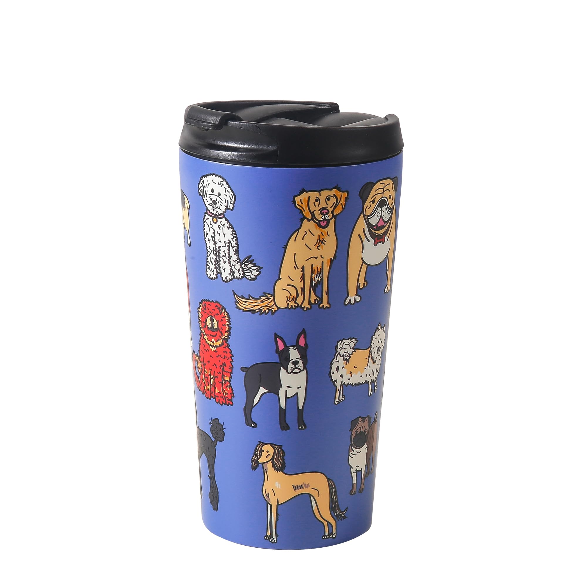 ECO CHIC Reusable Thermal Coffee Cup Stainless Steel Leakproof Insulated 330ml Travel Mug (Dogs Blue) — image 1