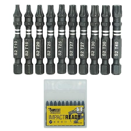 10 x sabrecut sctka10 50 mm T10 T15 T20 T27 T30 T40 Impact Schraubendreher Treiber Bits Set Single Ended Torx 10 15 20 27 30 