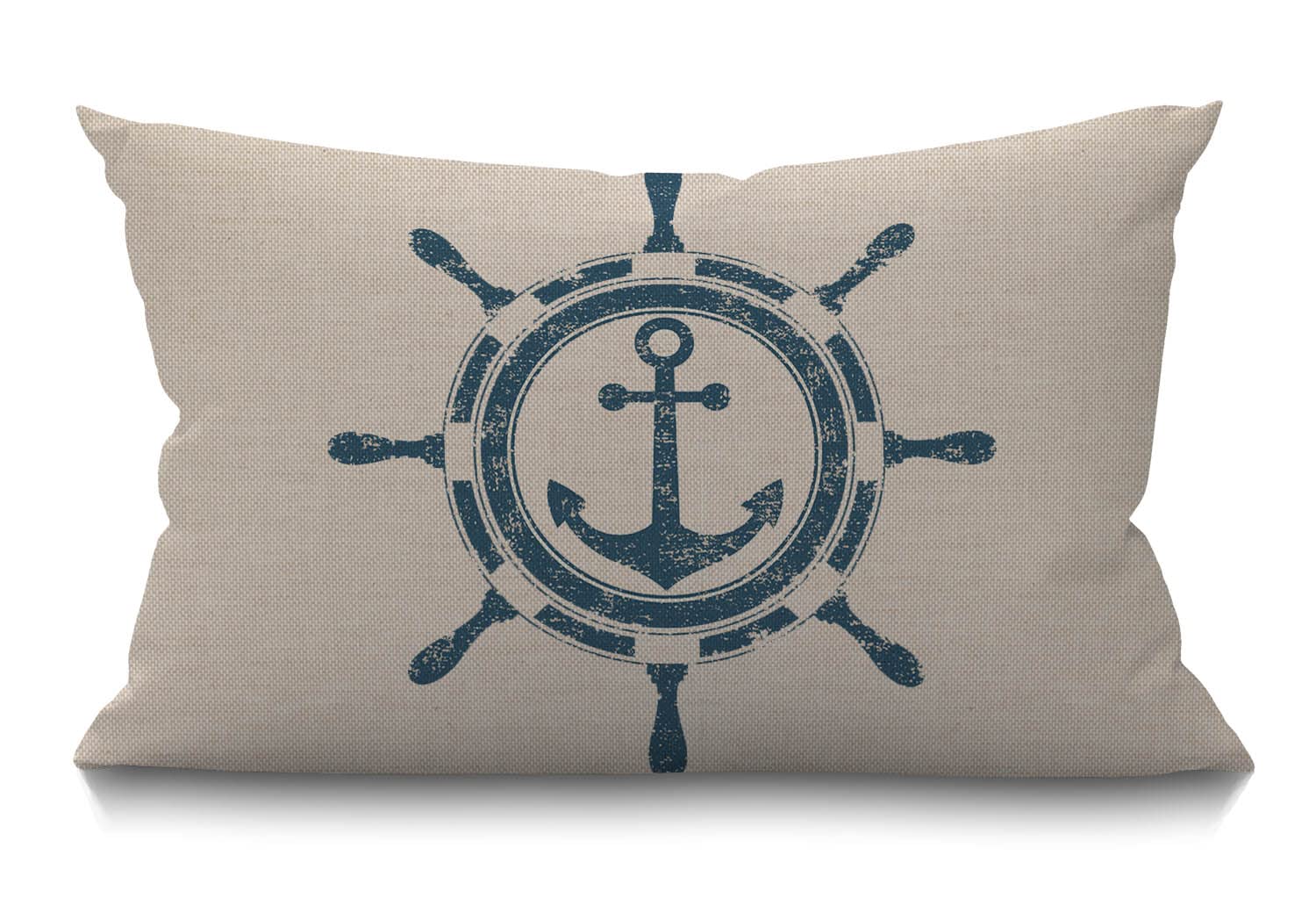 BGBDEIA Cushion Cover Nautical Theme Vintage Navigation Pattern Anchor Ocean Theme Marine Rectangular Throw Pillow Covers for Couch Sofa Home Decor Cotton Linen 30 x 50 cm 12x20 Inch
