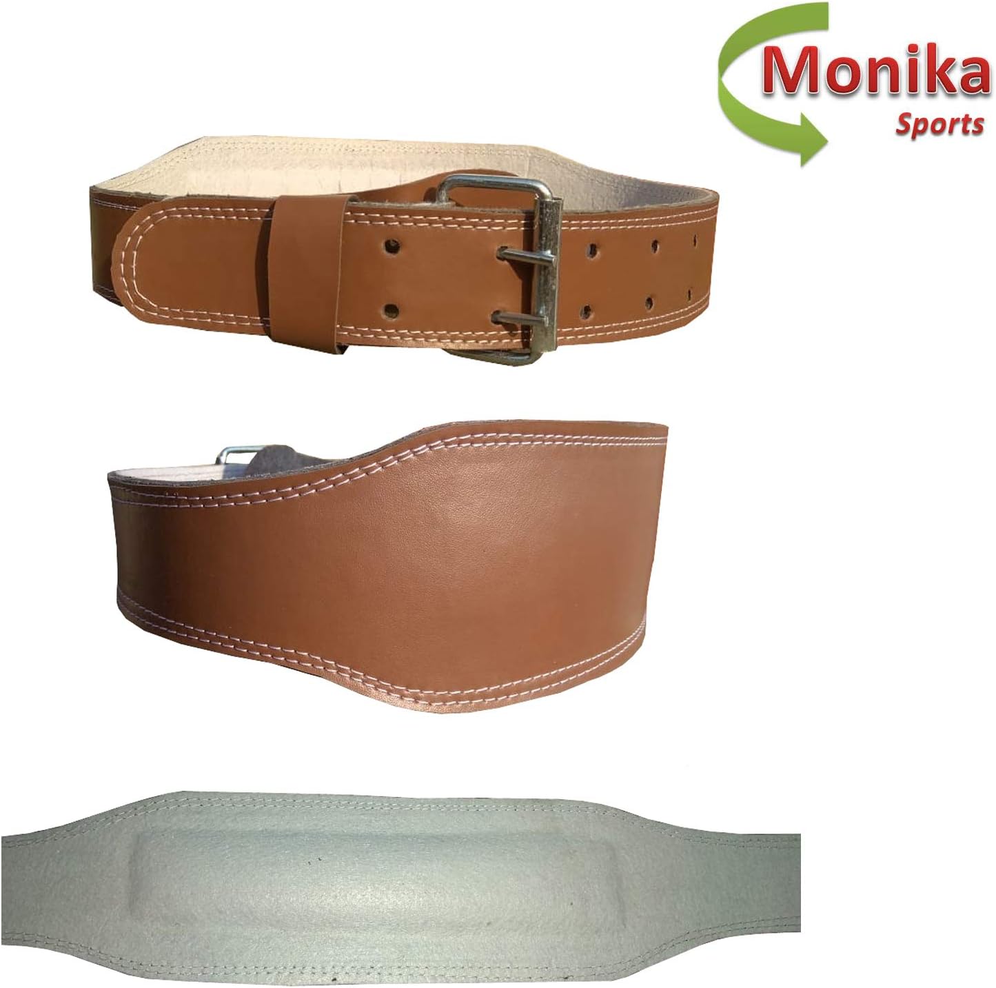 Monika Sports BGB 031 Leather Weight Lifting Belt, 4 inch (Brown)