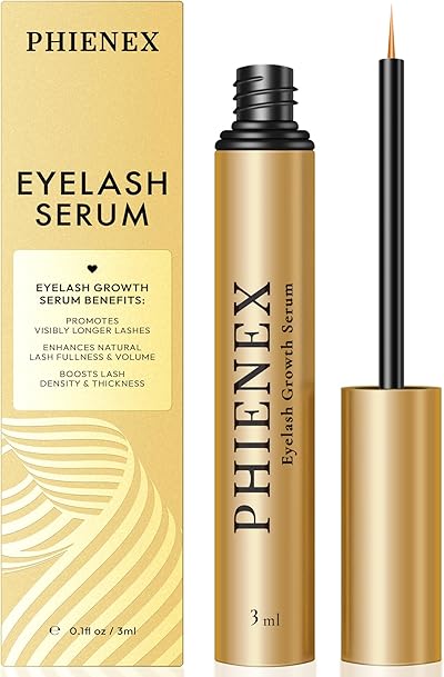 PHIENEX 2026 New Version Wimpernserum – ohne Hormone & vegan – Lash Serum für längeres, dichteres, volleres Wimpernwachstum – mit Botanischem Peptid-Komplex von US DermaCraft Labs – 3ml (Metallisch)