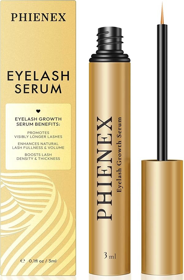 PHIENEX 2026 New Version Wimpernserum – ohne Hormone & vegan – Lash Serum für längeres, dichteres, volleres Wimpernwachstum – mit Botanischem Peptid-Komplex von US DermaCraft Labs – 3ml (Metallisch)
