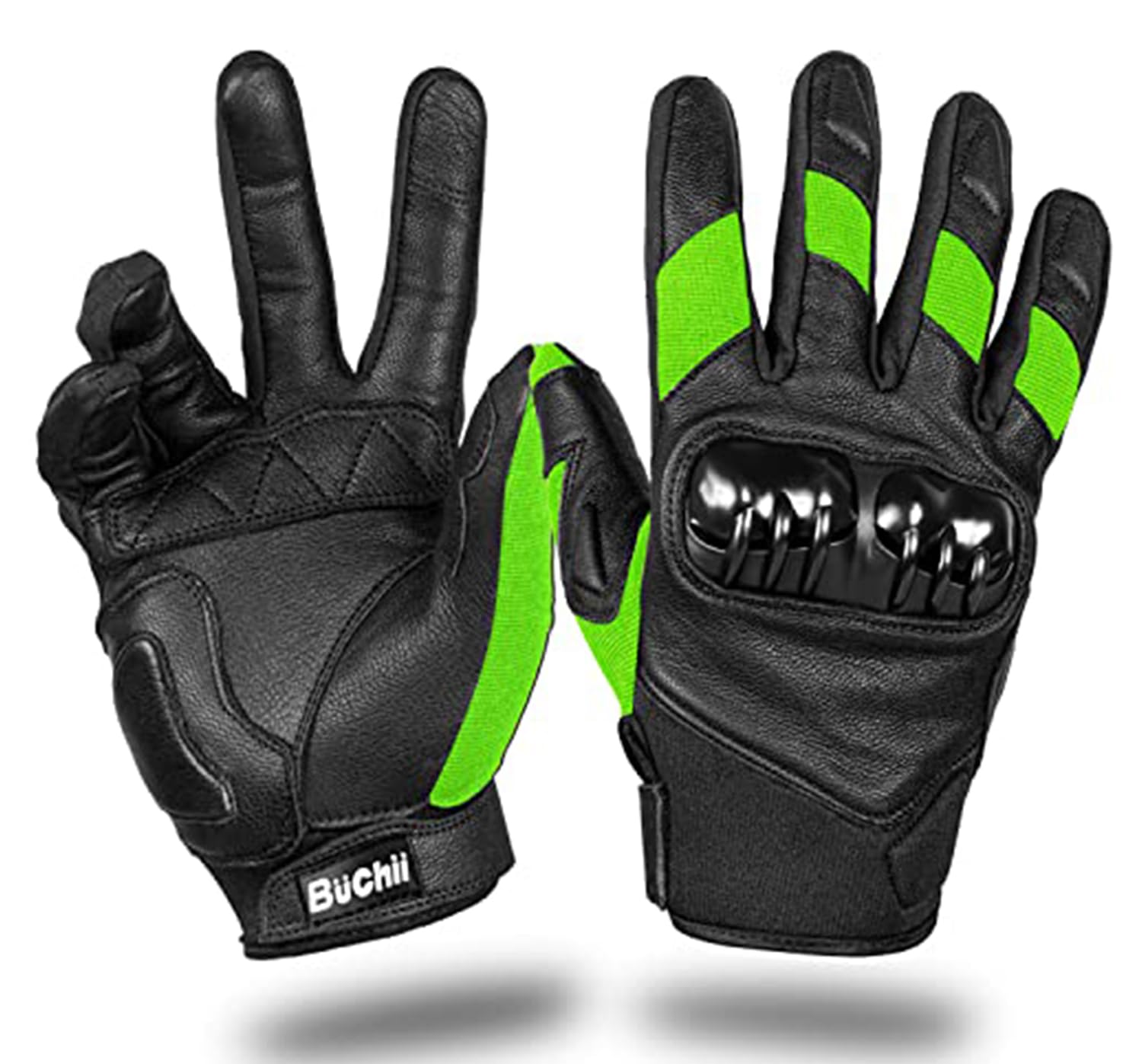 Buchii Leather Motorcycle Gloves Men & Women Multi Purpose Hard Knuckle Cover Full Finger Motorbike Gloves for BMX ATV MTB Riding Road Racing Cycling Climbing Motocross