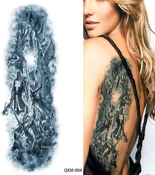 Tzxdbh 5pcs Full Arm Tattoo Virgin Mary Jesus Waterproof Tattoo