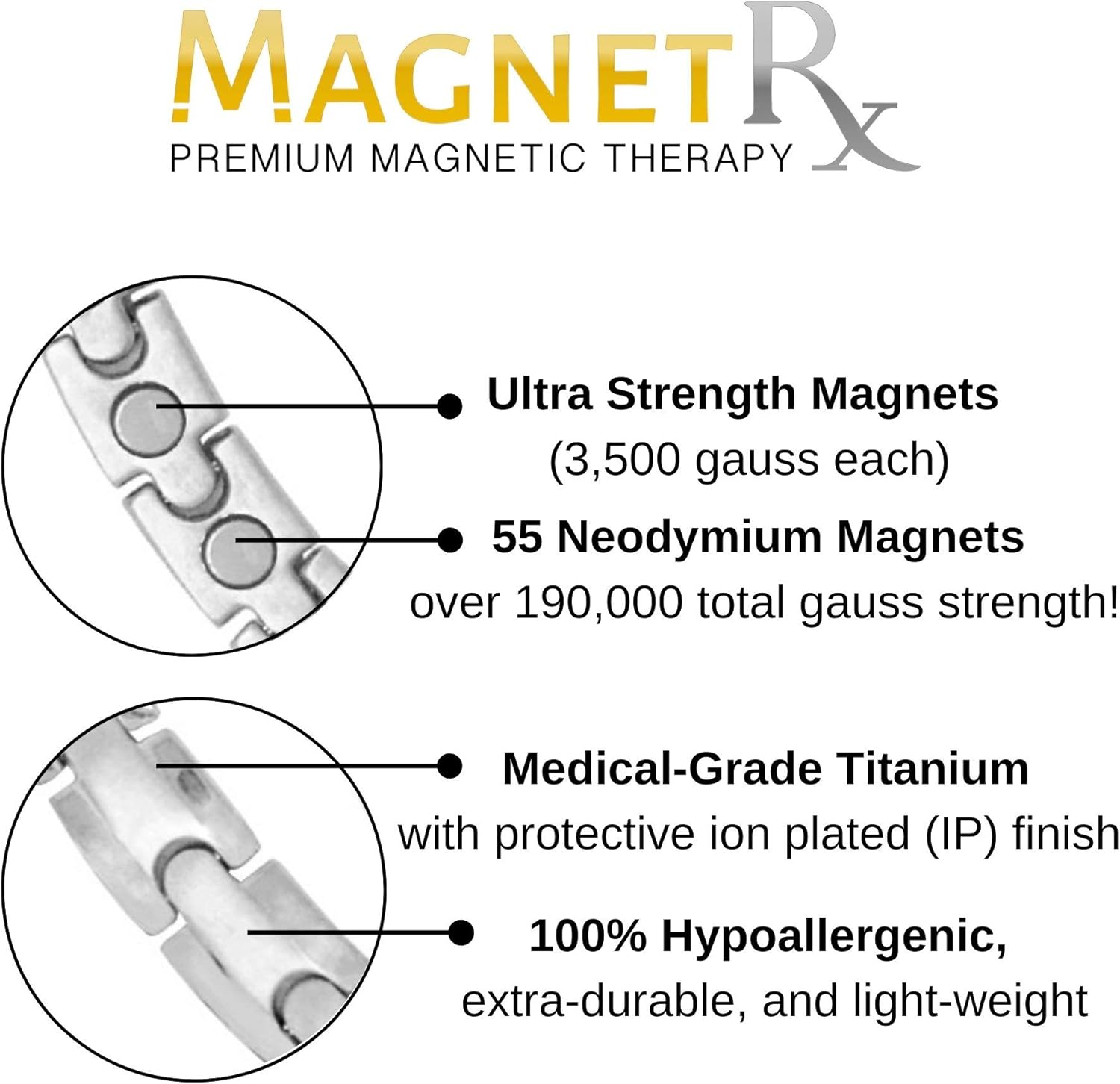 MagnetRX® Titanium Magnetic Therapy Necklace - Natural Pain Relief for Neck Arthritis, Back, Shoulder Pain, Headache and Migraine Relief Magnetic Necklace (Silver, 19.25 Inches): Health & Personal Care