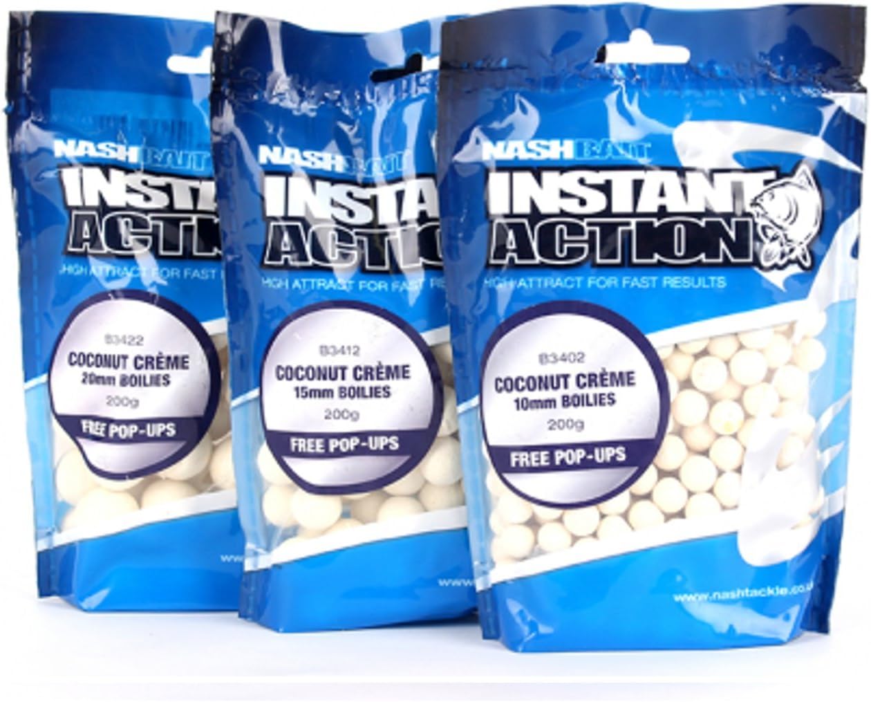 Instant Action Boilies Coconut Creme 200g 10mm + Free PopUps