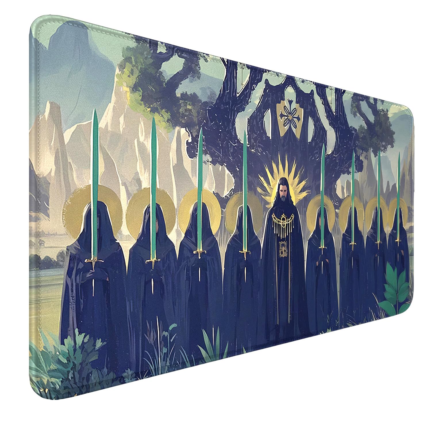 MTG Playmat, 24" x 14" Knight MTG Mats Stitched Edges Trading Card with Storage Bag Smooth Rubber Surface Battle Game Mat