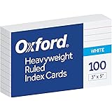 Oxford Heavyweight Ruled Index Cards, 3" x 5", White, 100 Per Pack (63500)