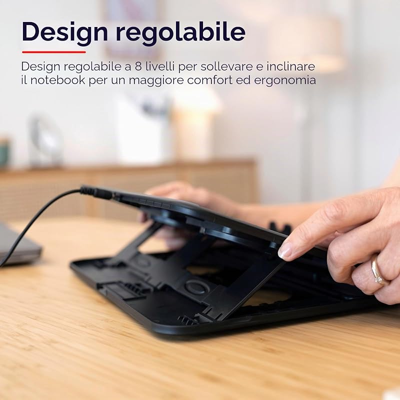 Cyclone Supporto per Laptop 16” con 2 Ventole di Raffreddamento