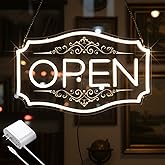 Open Sign for Business, LED Dimmable Neon Open Sign with 12V/2A Adapter, 16.5" x 10.5", Warm White, Bright LED Visibility to Light Up Window, Wall, Bar, Coffee, Salon and Store
