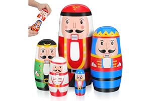 Ciieeo 1 Set Nutcracker Matryoshka Stacking Christmas Wooden Stacking Doll Christmas Russian Matryoshka Doll Stackable for Festival Present Party Home Decor