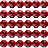 PATIKIL K9 Crystal Octagon Beads 2 Holes Pendants, 30 Pack 14mm Chandelier Prisms Parts Ornaments Hanging Beads for DIY Arts Crafts Decoration, Dark Red