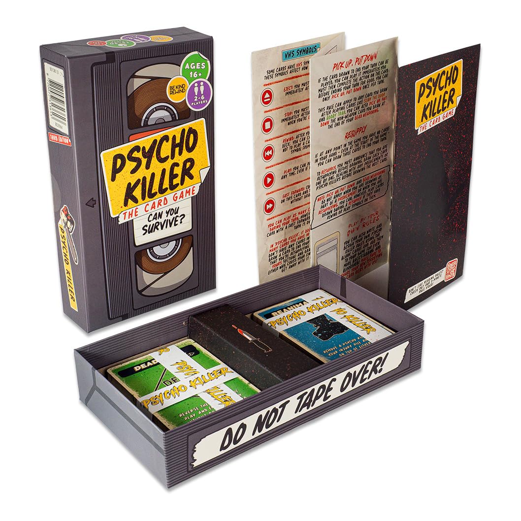 Psycho Killer: The Card Game - a fast-paced, strategic and hilarious game based on your favourite retro horror and slasher films, for ages 15 to Adult