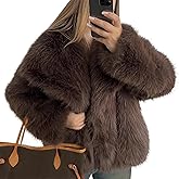 YKR Women's Faux Fur Coat Fluffy Short Jacket with Lapel Shaggy Winter Parka Ultra Warm Furry Coat