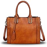 Genuine Leather Satchel Handbag for Women Vintage Handmade Shoulder Bag Cowhide Tote Purse