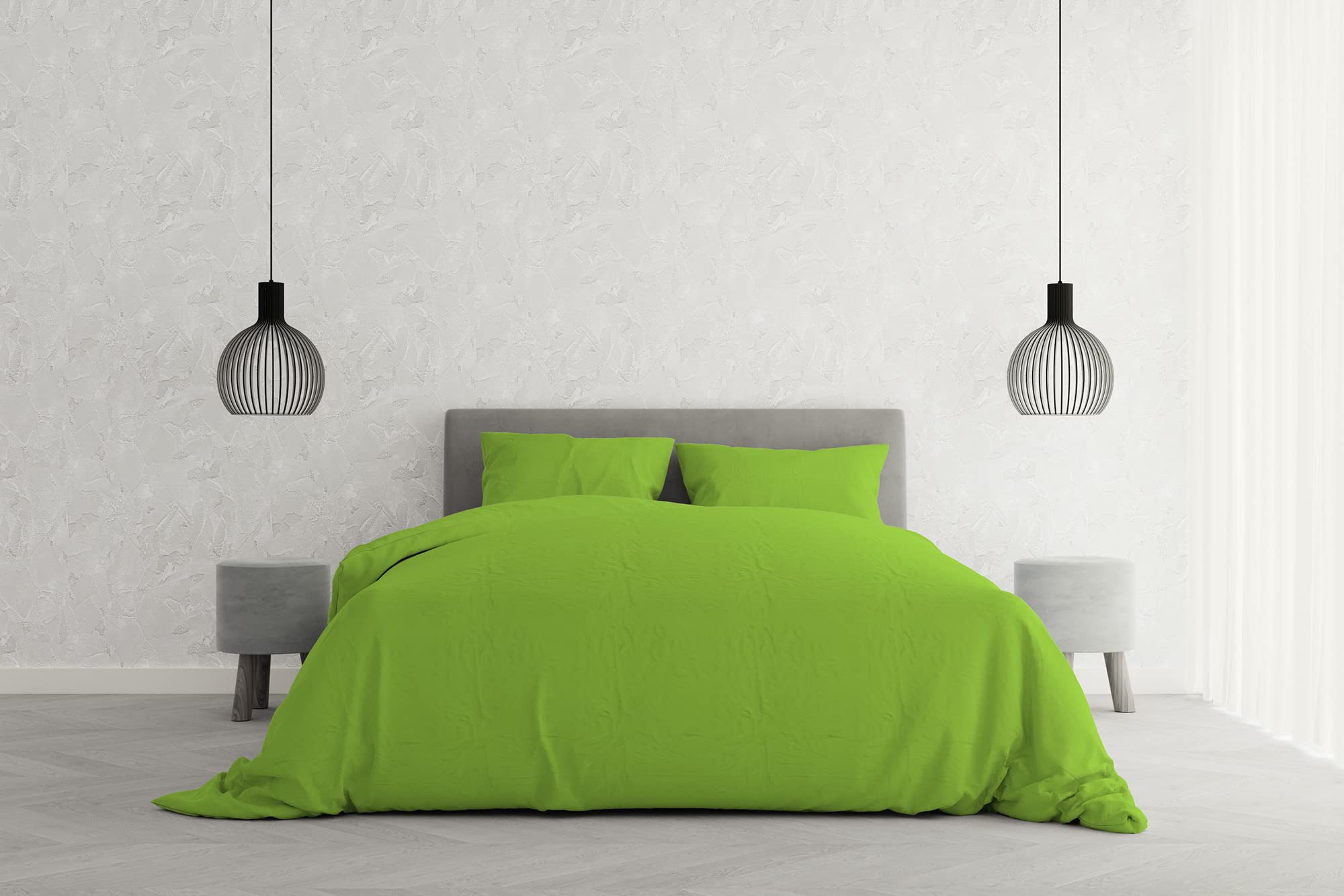 Italian Bed Linen Elegant cp-el mela-2pst Duvet Cover Set, Microfibre, Apple Green, Double, 200 x 250 cm x 1, 3 units