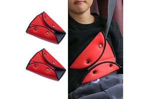 neynavy 2 PCS Seat Belt Adjuster for Kids, Triangle Seatbelt Adjuster for Adult Children, Car Safety Cover Strap Pad Harness Auto Shoulder Neck Strap Adjuster (Red)