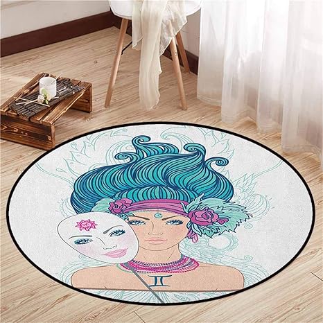 Amazon Com Kids Rugs Zodiac Gemini Young Woman With Sad