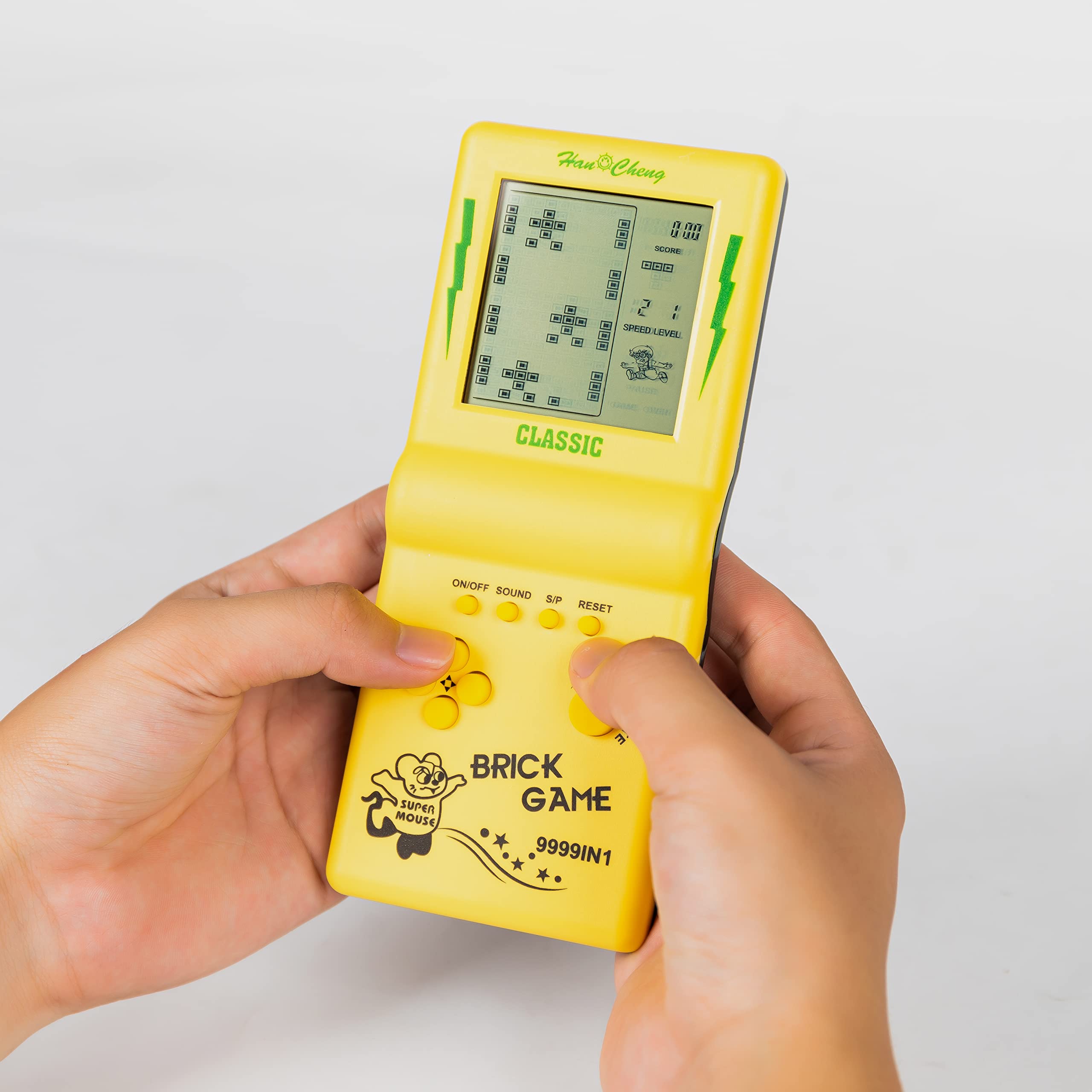 Retro Handheld Game Console,Brick Game Console,3.5-inch Large Screen Yellow Tank/Racing/Building Block Game,Built-in 23 Games