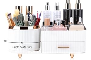 Molutsody Makeup Organizer for Vanity, Cosmetic Display Case with Drawers, Fits Makeup, Skincare Products, Brushes, Lipsticks, and Other Accessories, Versatile Storage Solution (White)