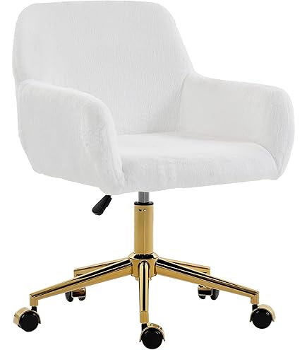 Giantex Fluffy Desk Chair - Comfy Faux Fur Swivel Office Chair