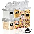 QCHOSWO Cereal Storage Container Set, Flip Top, Air Tight Pantry Storage Containers BPA-Free PET Plastic, Reusable (FG12pcs)