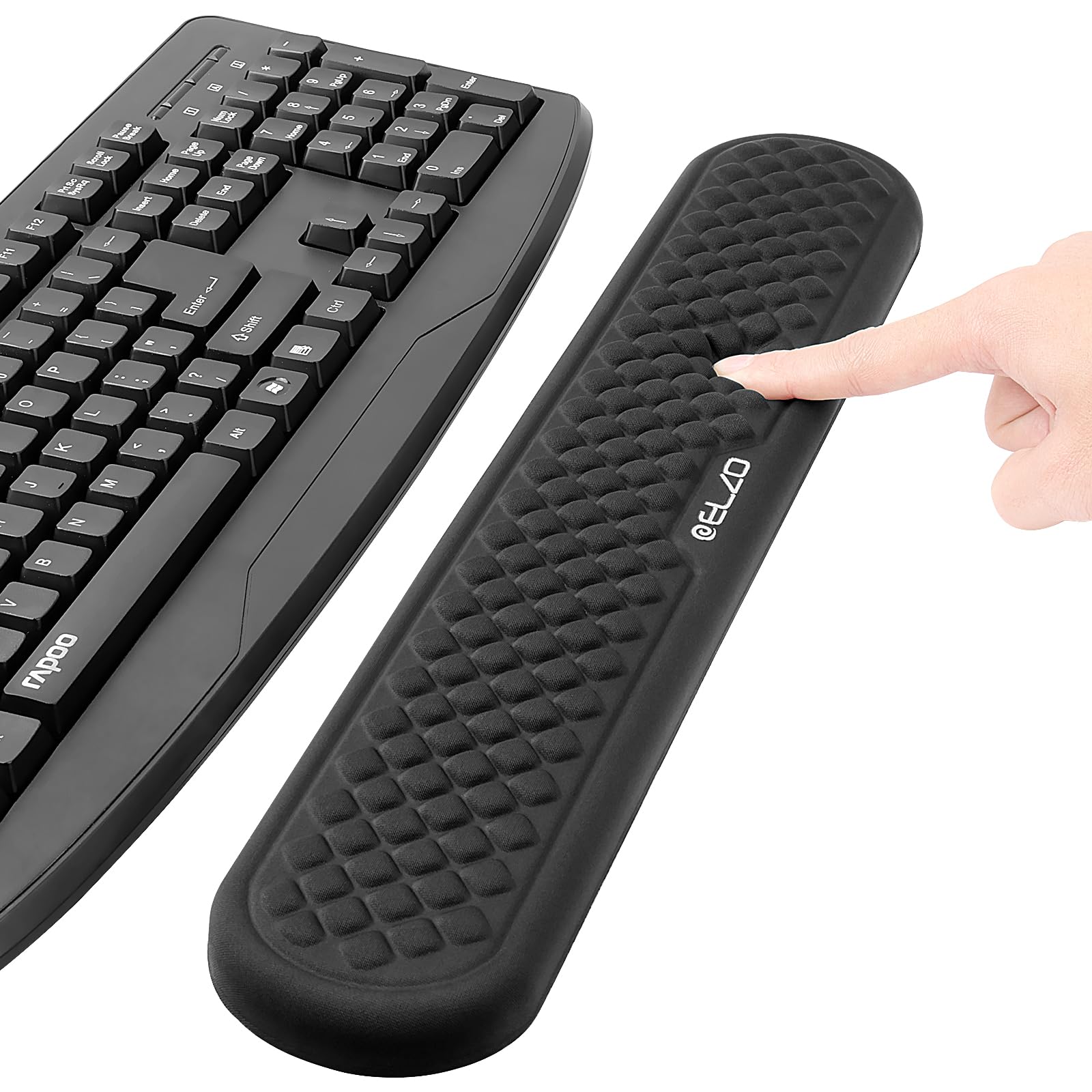 ELZO Wrist Rest for Keyboard, Soft Memory Foam Wrist Support Pad, Non-Slip & Ergonomic, Relieves Wrist Pain, Black