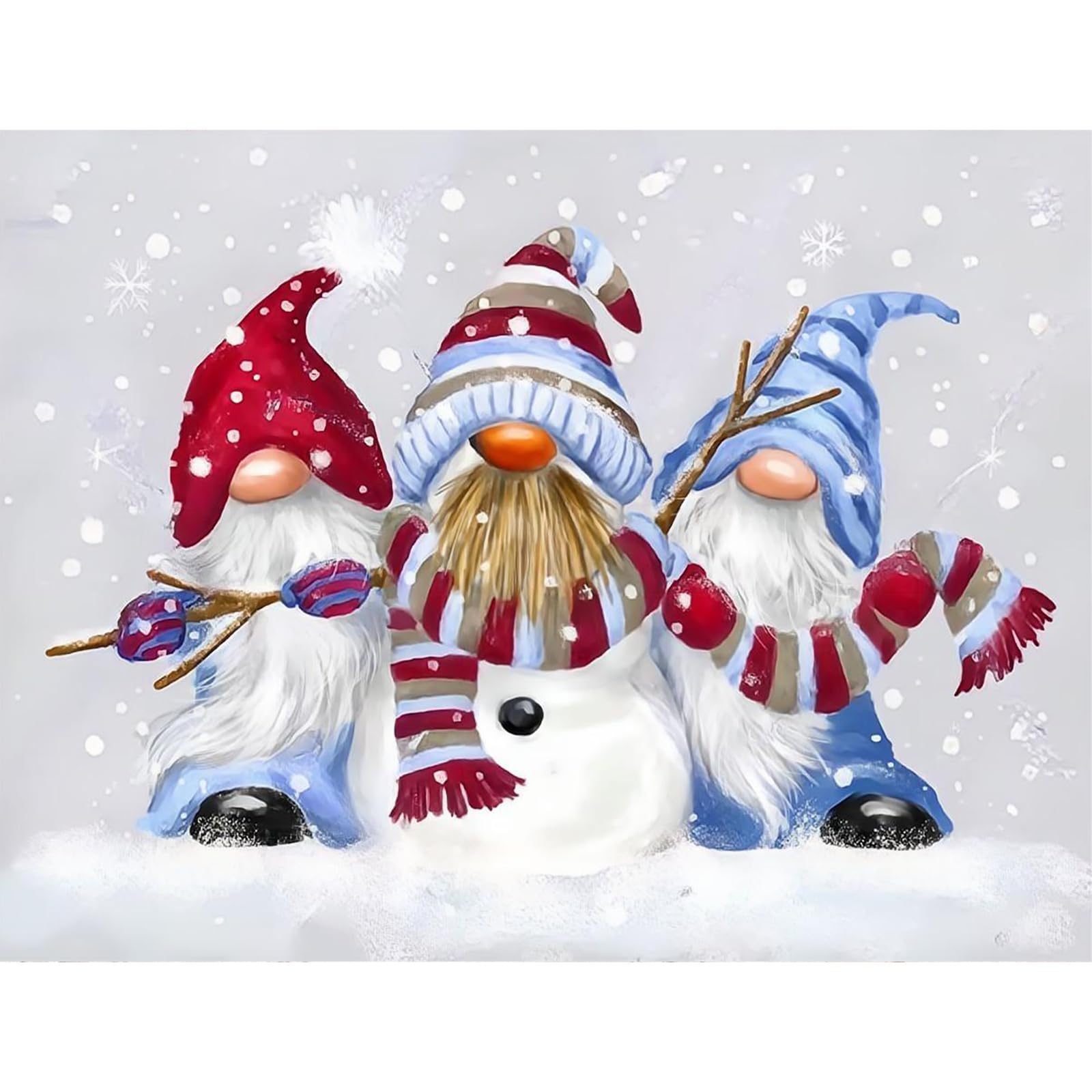 NAIMOER Winter Gnomes Diamond Art Kits for Adults, Happy New Year Diamond Painting Kits for Adults Kids, DIY Full Drill Snow Diamond Art Christmas Diamond Painting for Home Decor 30x40cm