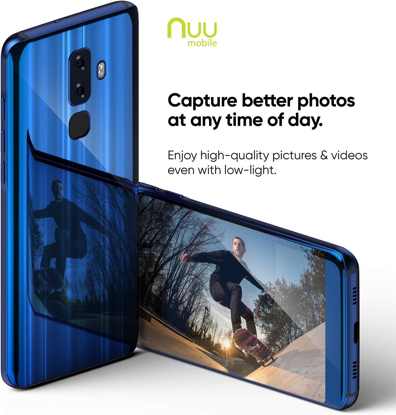 NUU Mobile G3 Unlocked Cell Phone 64GB + 4GB RAM - 5.7" Android Smartphone - Sapphire Blue