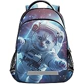 Astronaut Cat in Space Backpack 3rd 4th 5th Grade School Bookbags Travel Laptop Daypack Bag for Boys Girls