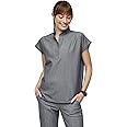 FIGS Rafaela Oversized Scrub Tops for Women — Mandarin Collar, Shirttail Hem, 3 Pockets, 4-Way Stretch Women’s Scrub Top