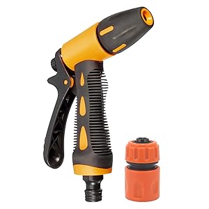 HOKIPO High Pressure Garden Hose Nozzle Water Spray Gun with Connector