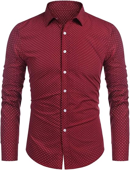 COOFANDY Men's Shirt Long Sleeve Shirt Men's Shirt Slim Fit Casual Shirt Plain Shirt Kent Collar 