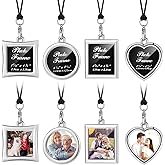 Hicarer 4 Pcs Car Rearview Mirror Hanging Ornament Picture Photo Keychain Frame Metal Locket with 4 Pcs Wax Rope