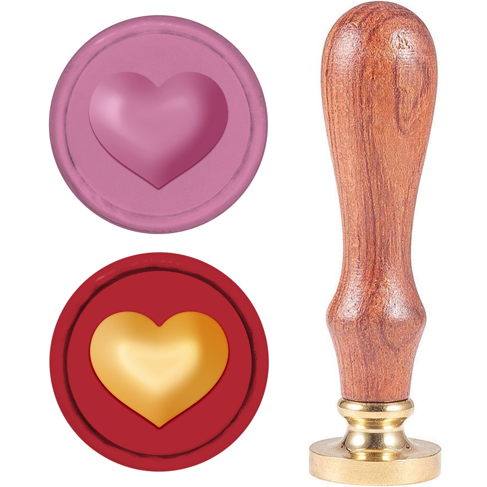 CRASPIRE Love Heart Wax Seal Stamp 3D Sealing Wax Stamp Removable Brass Head Sealing Stamp with Wooden Handle for Wedding Invitations Valentine's Day Cards Gift Wrap Scrapbooking