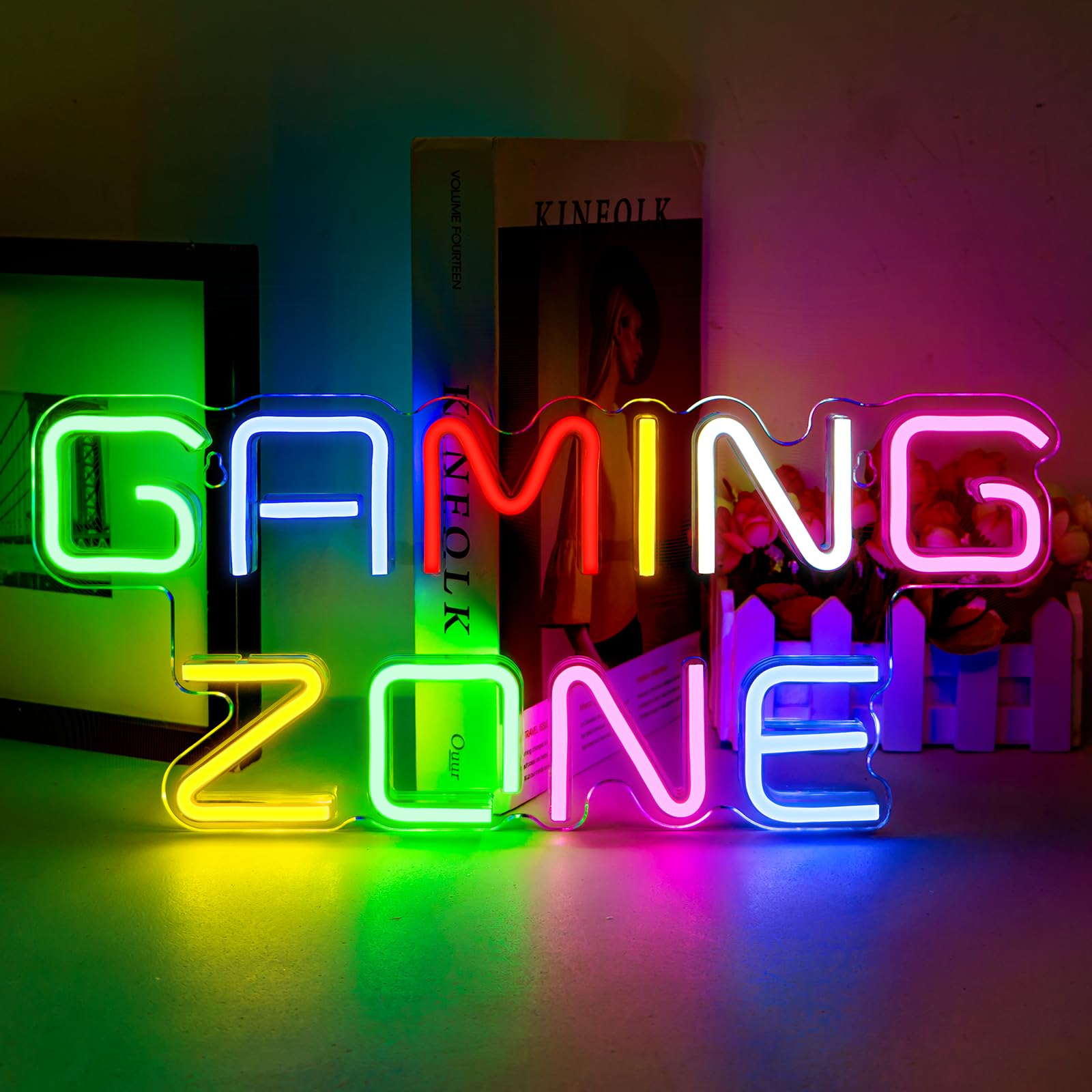 ineonlife Gaming Zone Neon Light Sign, Colorful LED Gaming Neon Sign for Wall Decor Letter Gaming Light for Game Room, Game Zone, Man Cave, Gifts for Gamers, Boys, Men