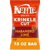 Kettle Brand Potato Chips, Krinkle Cut, Habanero Lime Kettle Chips, 7.5 Oz