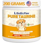 Pure Taurine for Dogs Taurine Powder Supplement 500mg for Pet Puppy | Supports Heart, Vision, Liver, Digestive, Vitality and Immune Health Easy-to-Mix Made In USA 200 Grams (Includes Spoon)