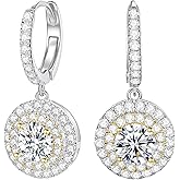 Moissanite Huggie Earrings for Women, D Color VVS1 Clarity Hinged Hoop Earrings, 925 Sterling Silver with 18K White Gold Plated Hypoallergenic Dangle Drop Earring