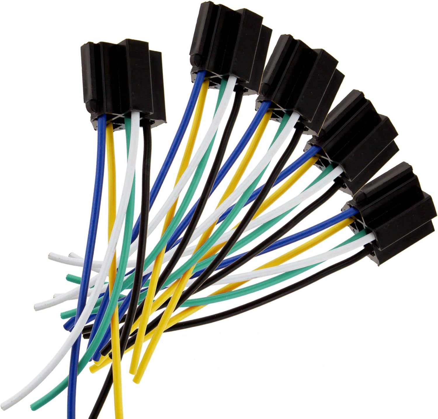 5X PreWired 5 Pin Relay Sockets DC 12V Car SPDT Automotive Relay 5 Pin