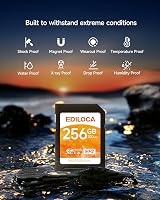 Ediloca 256GB SD Card UHS-I U3 V30 C10 95MB/s Read 90MB/s Write DSLR 4K view 3