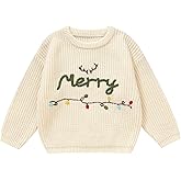 Toddler Girl/Boy Christmas Sweater Merry Hand Embroidered Sweater Knitted Pullover Winter