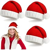 Shyyween Santa Hat Christmas Hats Knitted Red Beanie for Xmas Adult Women Men Holiday Party