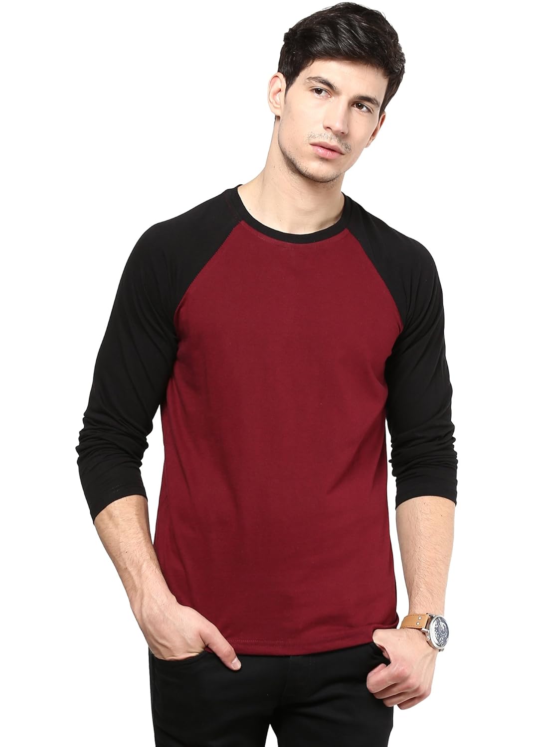 inkovy men's raglan neck full sleeve cotton t-shirt