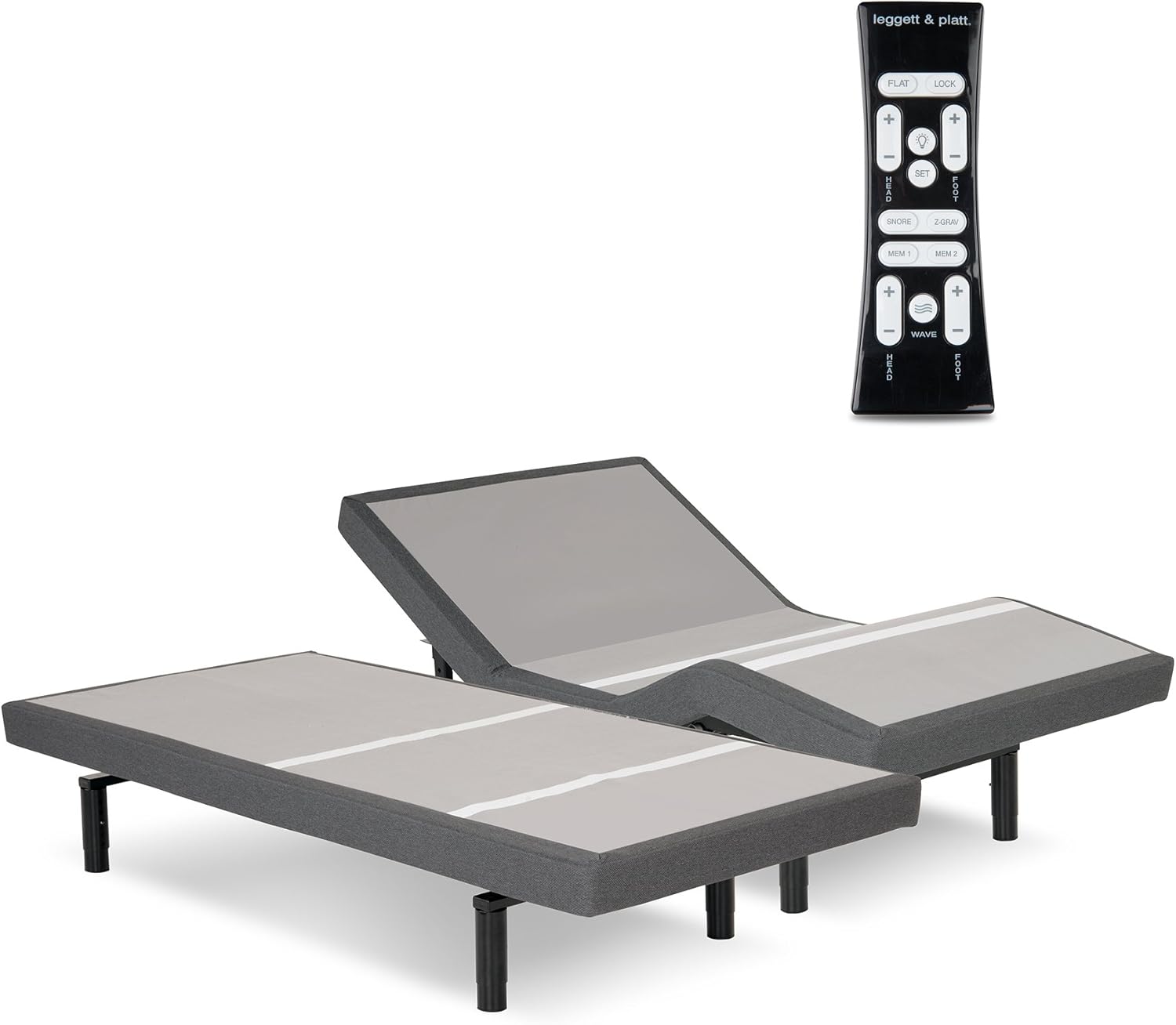 S-Cape 2.0 Adjustable Bed Base with Wallhugger Technology and Full Body Massage, Charcoal Gray Finish, Split California King